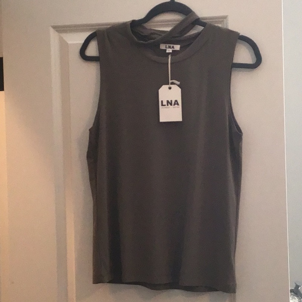 LNA Double Neckband Tank Sueded Dusty Olive M